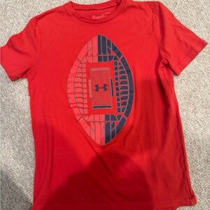 Under Armour Kids Red and Blue Football Graphic Tee